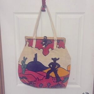 Tex -Mex Cowboy Cactus Colorful Canvas Tote Bag